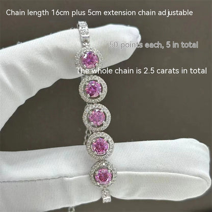 Pink Moissanite Halo Bracelet | Diamond-Cut Brilliance