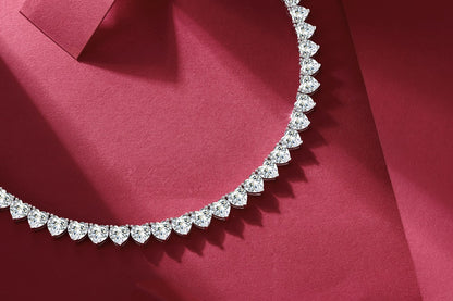 Romantic Gravity| Moissanite Tennis Necklace | Platinum-Plated Sterling Silver