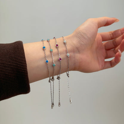 Fire Opal Station Bracelet | 925 Sterling Silver