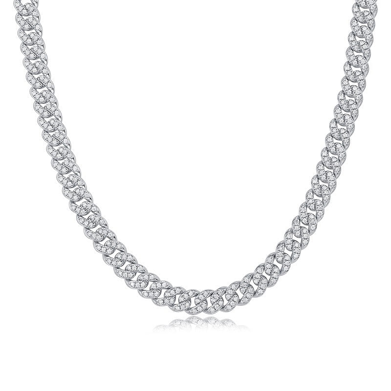 Moissanite Cuban Chain Necklace | Gold-Plated Silver Luxury Statement Piece