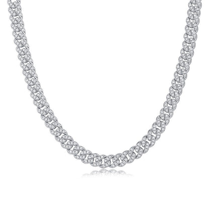Moissanite Cuban Chain Necklace | Gold-Plated Silver Luxury Statement Piece