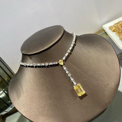 Yellow Gemstone Drop Necklace | 925 Sterling Silver