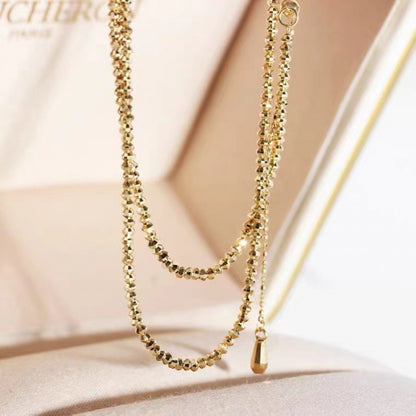18K Gold Plated Bead Wave Chain Necklace – 925 Sterling Silver