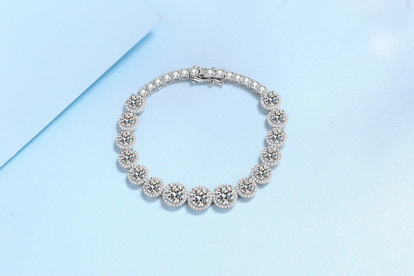 Women’s 925 Sterling Silver Moissanite Tennis Bracelet – Full Inlaid Sparkling Luxury Jewelry