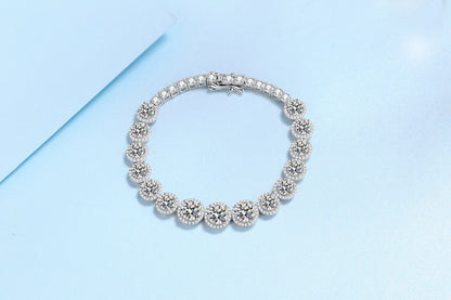 Women’s 925 Sterling Silver Moissanite Tennis Bracelet – Full Inlaid Sparkling Luxury Jewelry