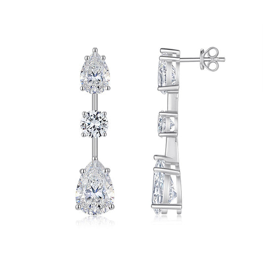 Moissanite Stud Earrings | Platinum-Plated S925 Sterling Silver Light Luxury Jewelry