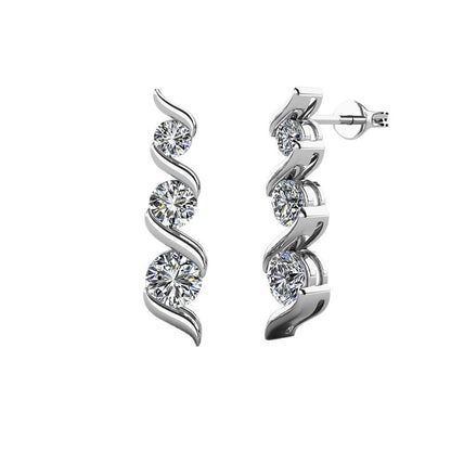 S925 Sterling Silver Diamond Stud Jewelry Set | Necklace & Earrings