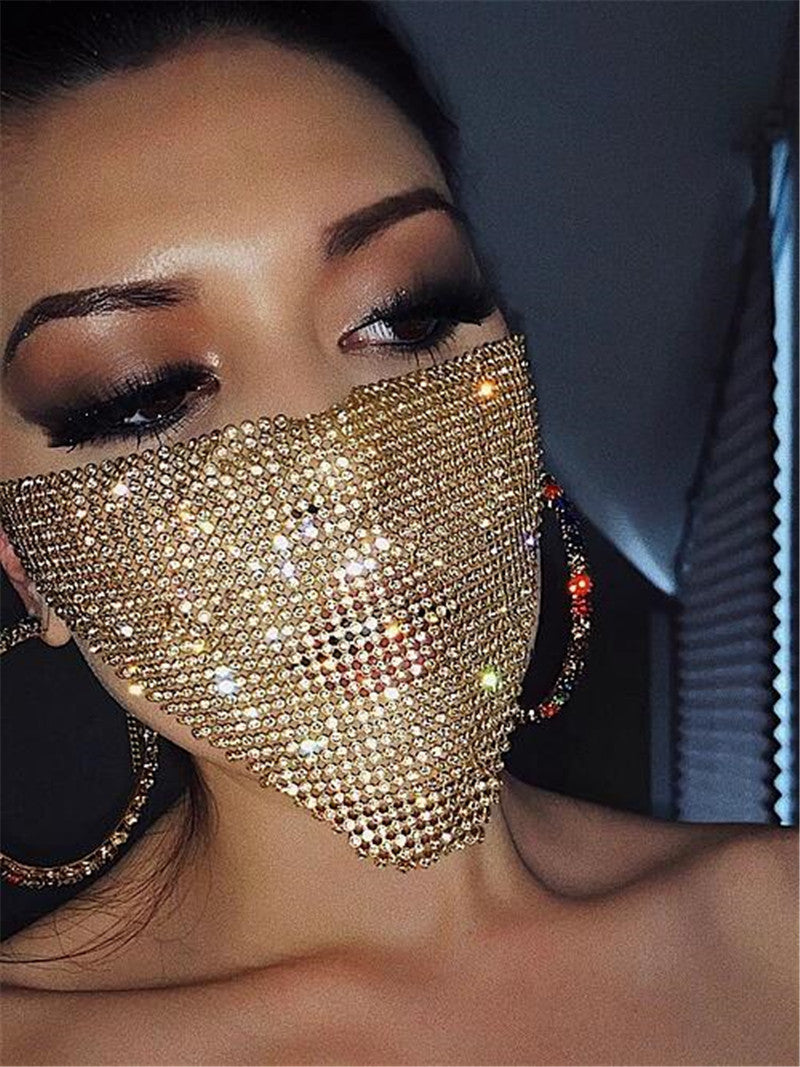 Crystal Rhinestone Face Mask | Glam Statement Festival Jewelry