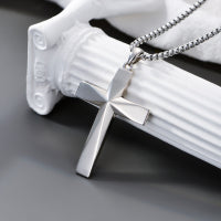 Sterling Silver Cross Necklace with Engraved Bible Verse | Christian Faith Pendant Gift