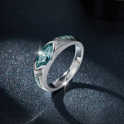 Blue-Green Moissanite Ring | Unisex Statement Jewelry
