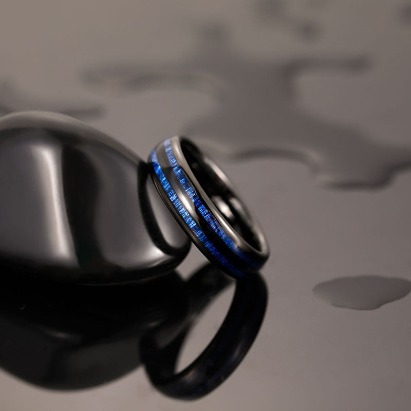 Men’s Black & Gold Tungsten Ring | 6–8mm Durable Statement Band