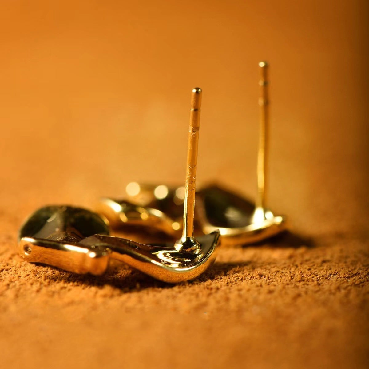 18K Gold Butterfly Stud Earrings | Yellow Leaf Nature-Inspired Ear Studs