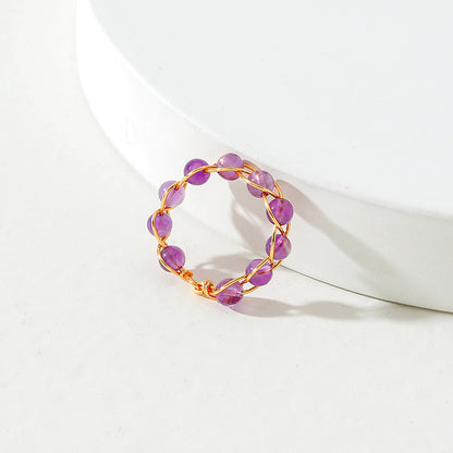 Aurora Thread — Stone Bead Ring