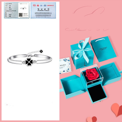 Lucky Clover Rose Bracelet | Solid 999 Silver Gift Edition