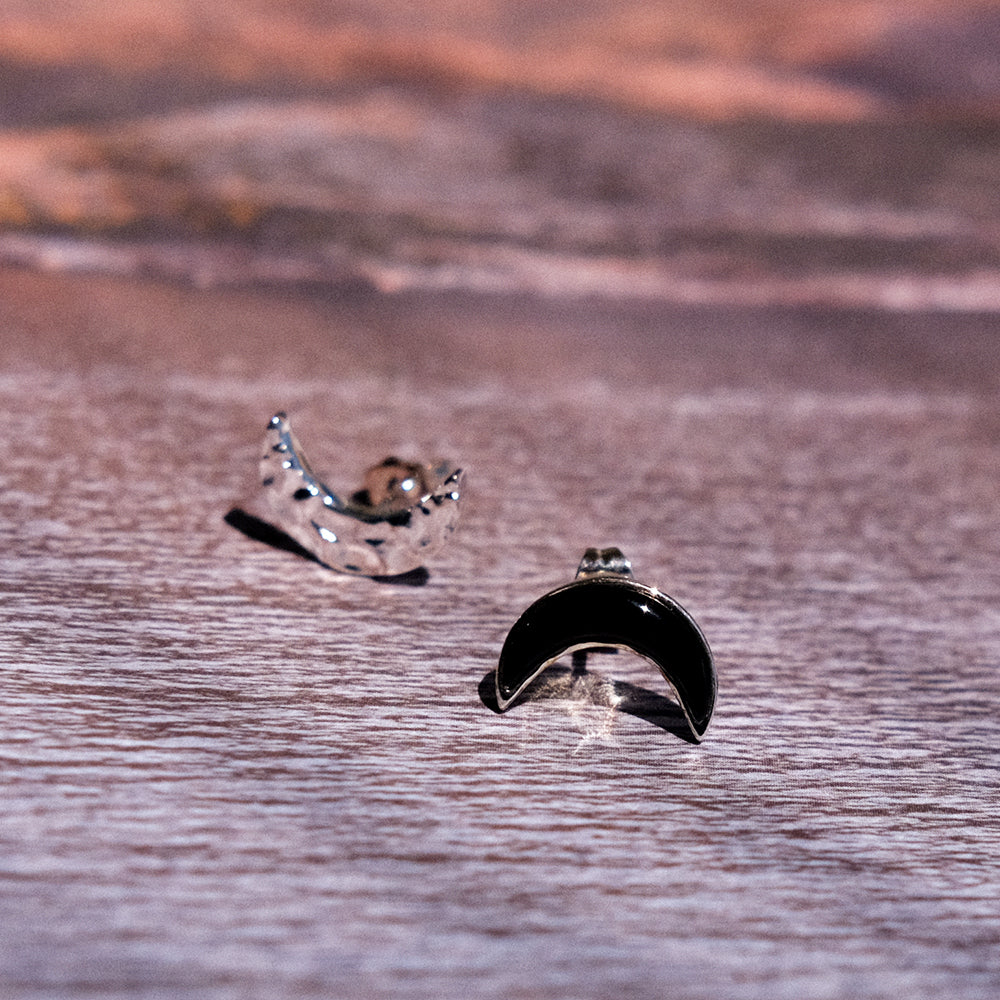 Moon Earrings  asymmetrical earrings  star earrings  cosmos jewelry  gold earrings  silver earrings  copper jewelry  natural stone earrings