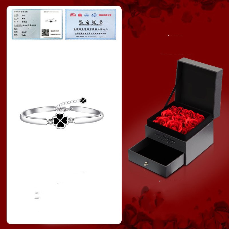Lucky Clover Rose Bracelet | Solid 999 Silver Gift Edition