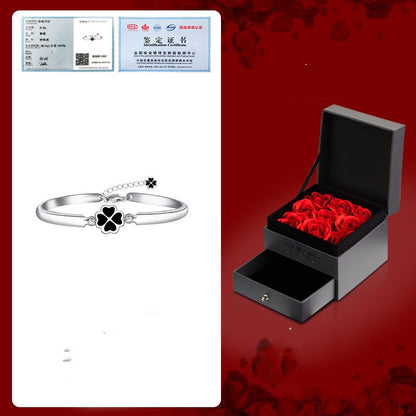 Lucky Clover Rose Bracelet | Solid 999 Silver Gift Edition