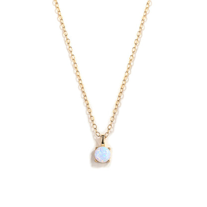 14K Gold Natural Opal Solitaire Necklace | Minimal Fine Jewelry Pendant