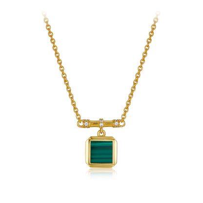 Sterling Silver Lapis Lazuli & Malachite Pendant Necklace