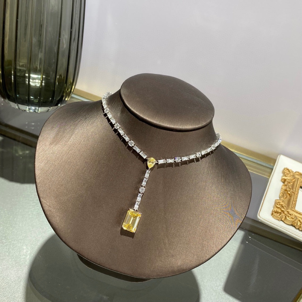 Yellow Gemstone Drop Necklace | 925 Sterling Silver