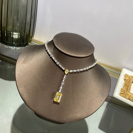 Yellow Gemstone Drop Necklace | 925 Sterling Silver