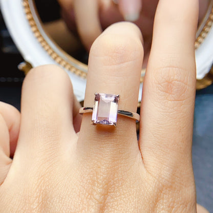 Natural Ametrine Emerald-Cut Ring | S925 Sterling Silver