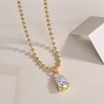 Wish Light | Pear-Shaped Moissanite Pendant Necklace in Gold-Plated Sterling Silver