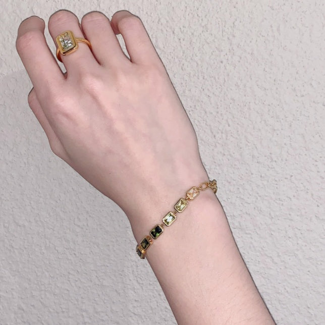 Gradient Green Zircon Bracelet | 18K Gold Plated