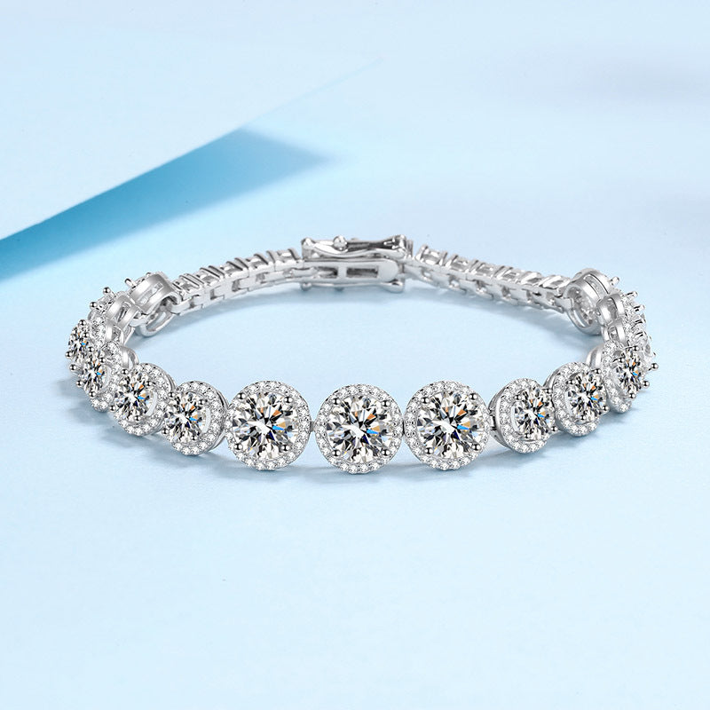 Women’s 925 Sterling Silver Moissanite Tennis Bracelet – Full Inlaid Sparkling Luxury Jewelry