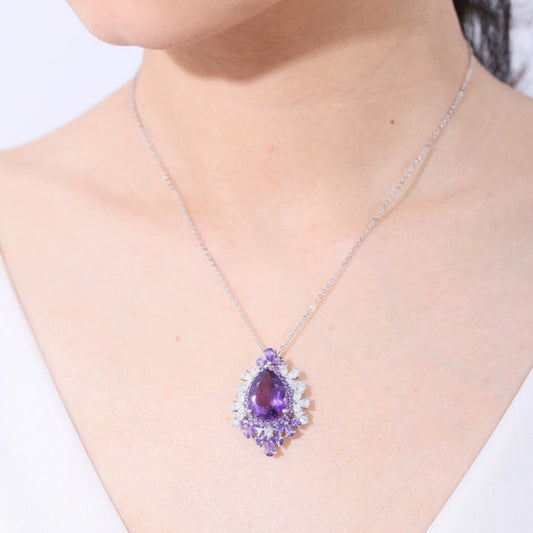 Crystal Teardrop Pendant Necklace | 925 Sterling Silver