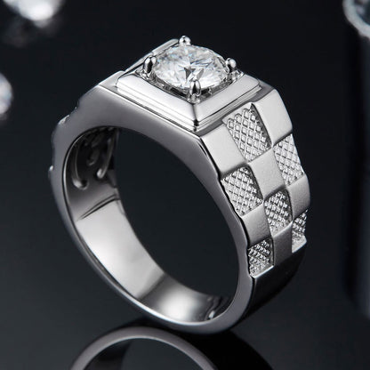 Men’s Simple Moissanite Ring | Modern Diamond-Style Design