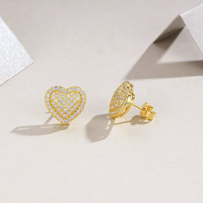 Moissanite Stud Earrings | Gold Electroplated S925 Sterling Silver | Luxury Finish