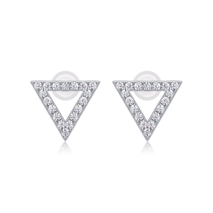 Unique Triangle Moissanite Stud Earrings | Sterling Silver Luxury Jewelry
