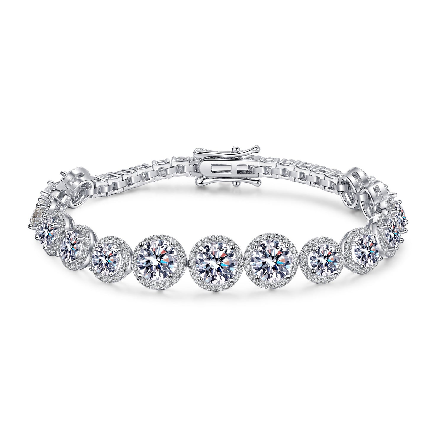 Women’s 925 Sterling Silver Moissanite Tennis Bracelet – Full Inlaid Sparkling Luxury Jewelry