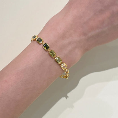 Gradient Green Zircon Bracelet | 18K Gold Plated
