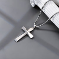 Sterling Silver Cross Necklace with Engraved Bible Verse | Christian Faith Pendant Gift