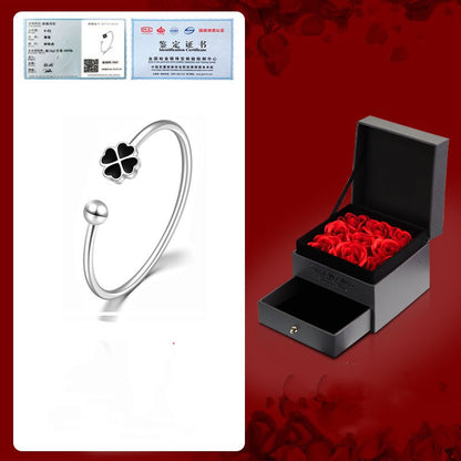 Lucky Clover Rose Bracelet | Solid 999 Silver Gift Edition
