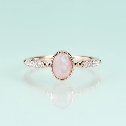 Pink Corundum Inlay Ring | Rose Gold-Plated Sterling Silver Jewelry