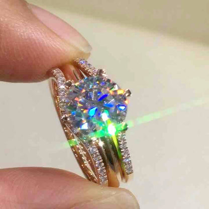 Two-Piece Moissanite Ring Set | Gold-Tone Bridal Design