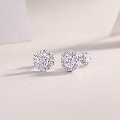 Silver Osmanthus Moissanite Stud Earrings | Platinum-Plated S925 Sterling Silver