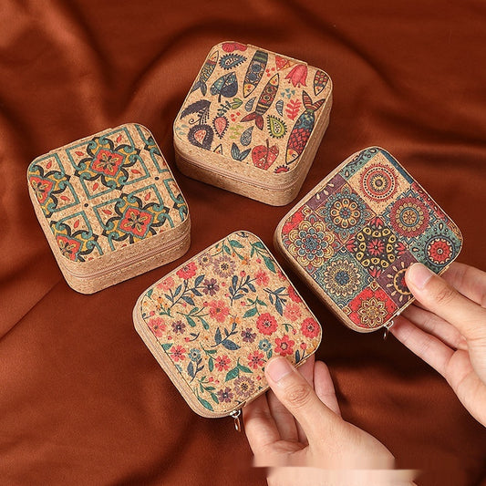 Portable Compact Travel Size Jewelry Organizer | Floral Design Jewelry Box