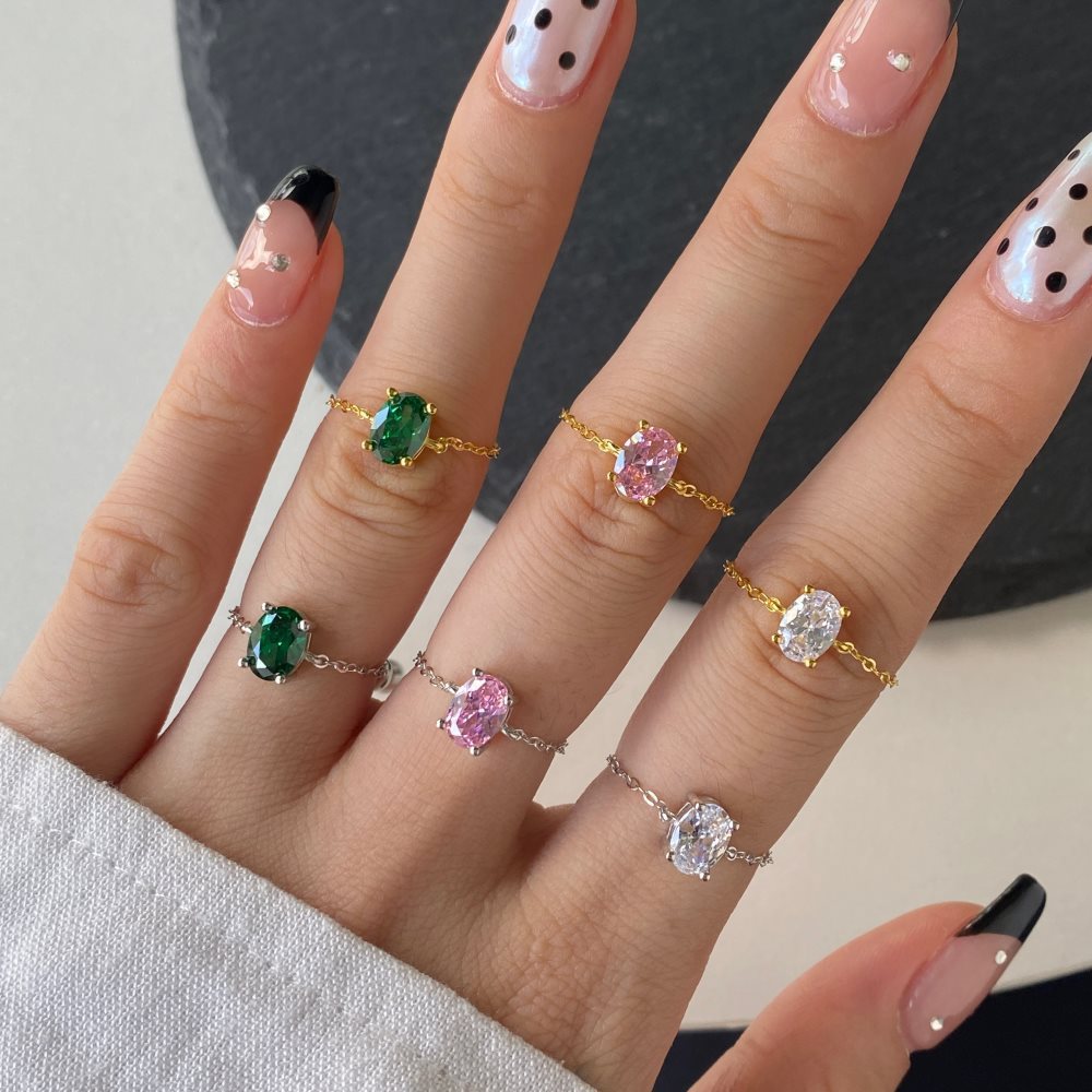 Fancy Gem Ring | S925 Sterling Silver with Synthetic Gemstone