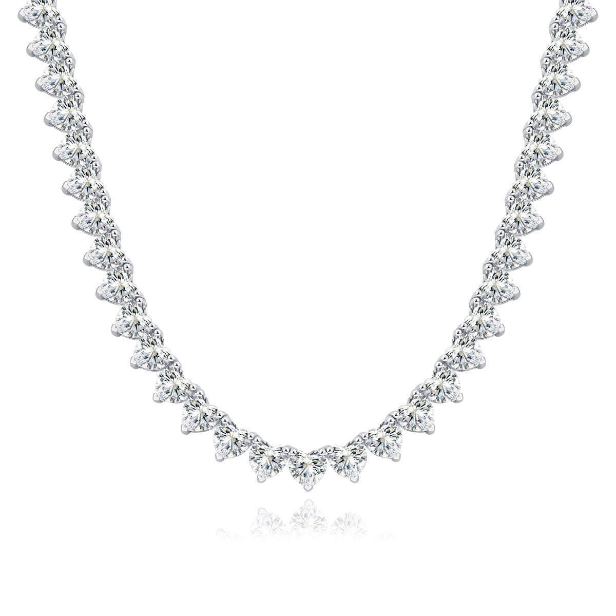 Romantic Gravity| Moissanite Tennis Necklace | Platinum-Plated Sterling Silver