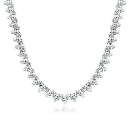 Romantic Gravity| Moissanite Tennis Necklace | Platinum-Plated Sterling Silver