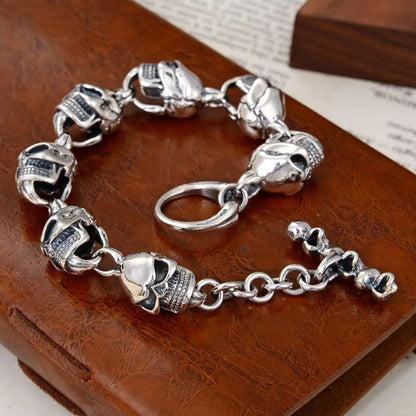 Men’s S925 Sterling Silver 12mm Skull Bracelet | Bold Statement Jewelry