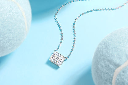 Mirage In The Mirror | Octagonal Moissanite Pendant Necklace in Sterling Silver with Platinum Plating