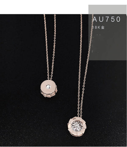 Rose Gold Pulsatile Heart Diamond Pendant Clavicle Chain