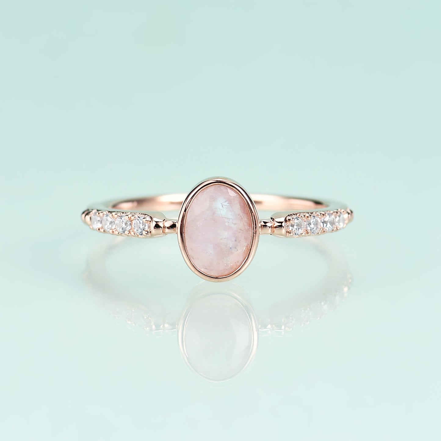 Pink Corundum Inlay Ring | Rose Gold-Plated Sterling Silver Jewelry