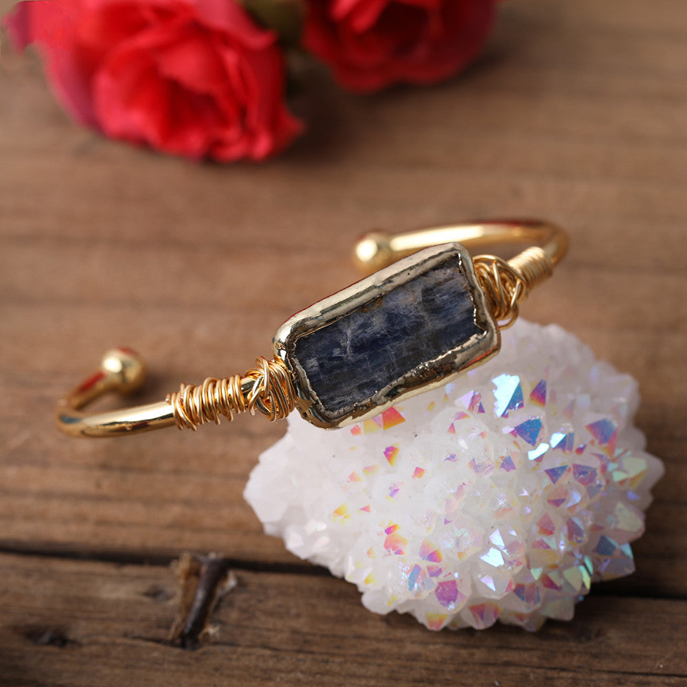 Bluewake — Raw Blue Kyanite Slab Wire-Wrapped Pendant