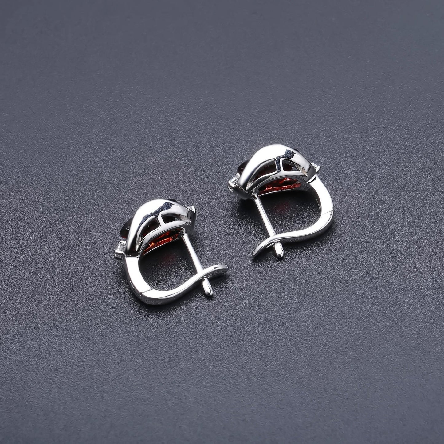 Natural Garnet  Silver Earrings  Stud Earrings  Women's Jewelry  Inlaid Gem  Gemstone Jewelry  Elegant Earrings  Geometric Style  Silver Jewelry